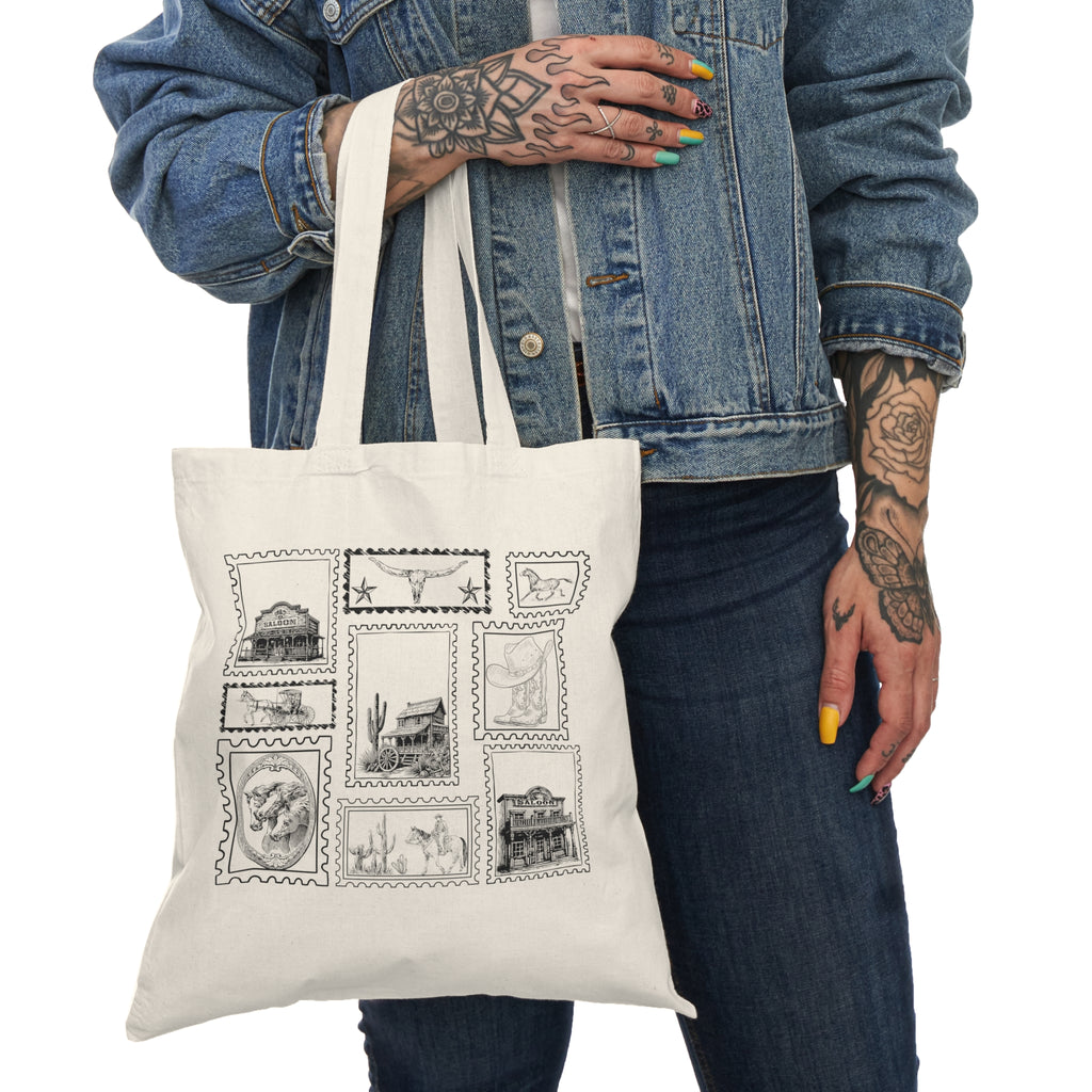 Western Postage Stamp Natural Tote Bag