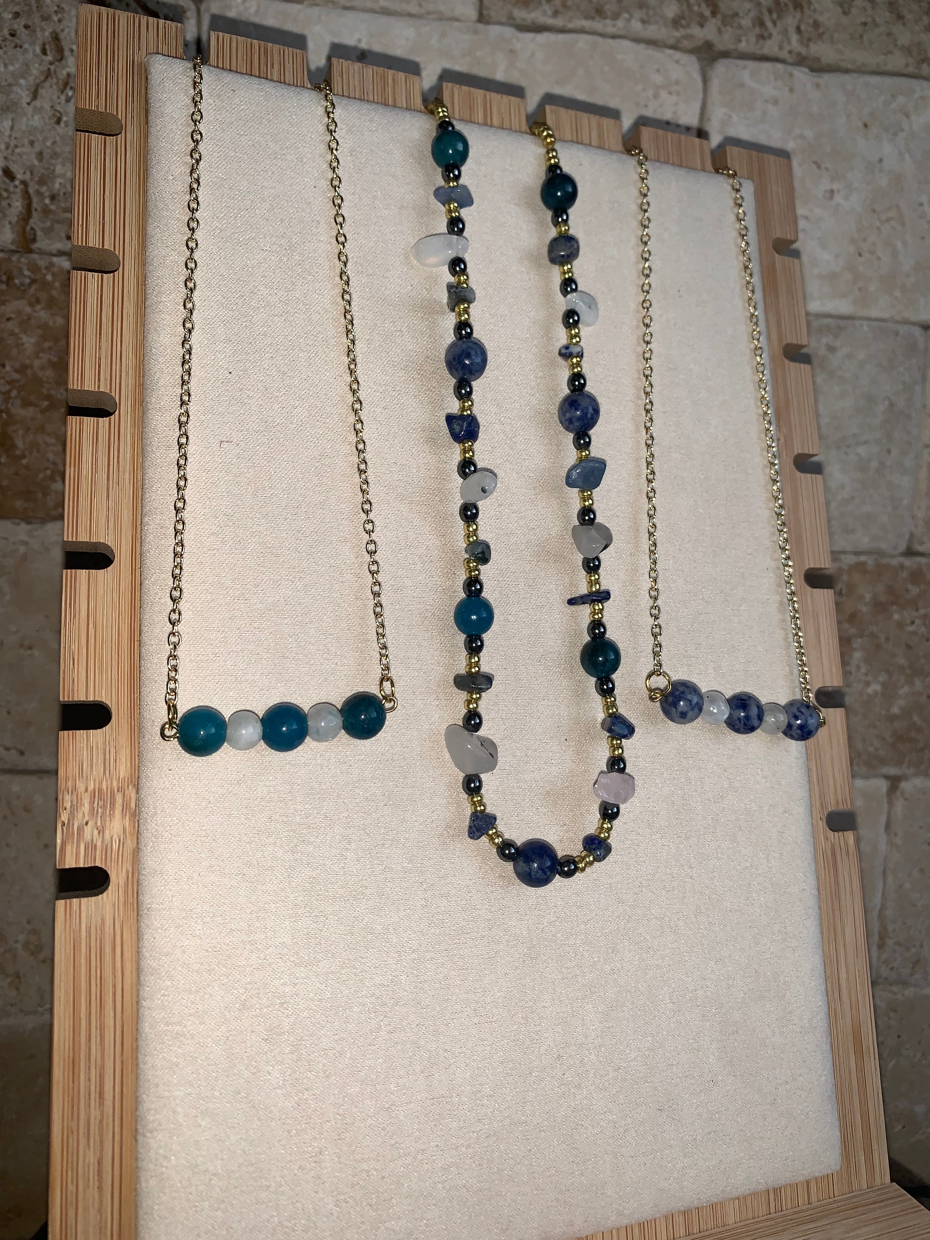 Ocean and Azure Beaded Trio Necklaces