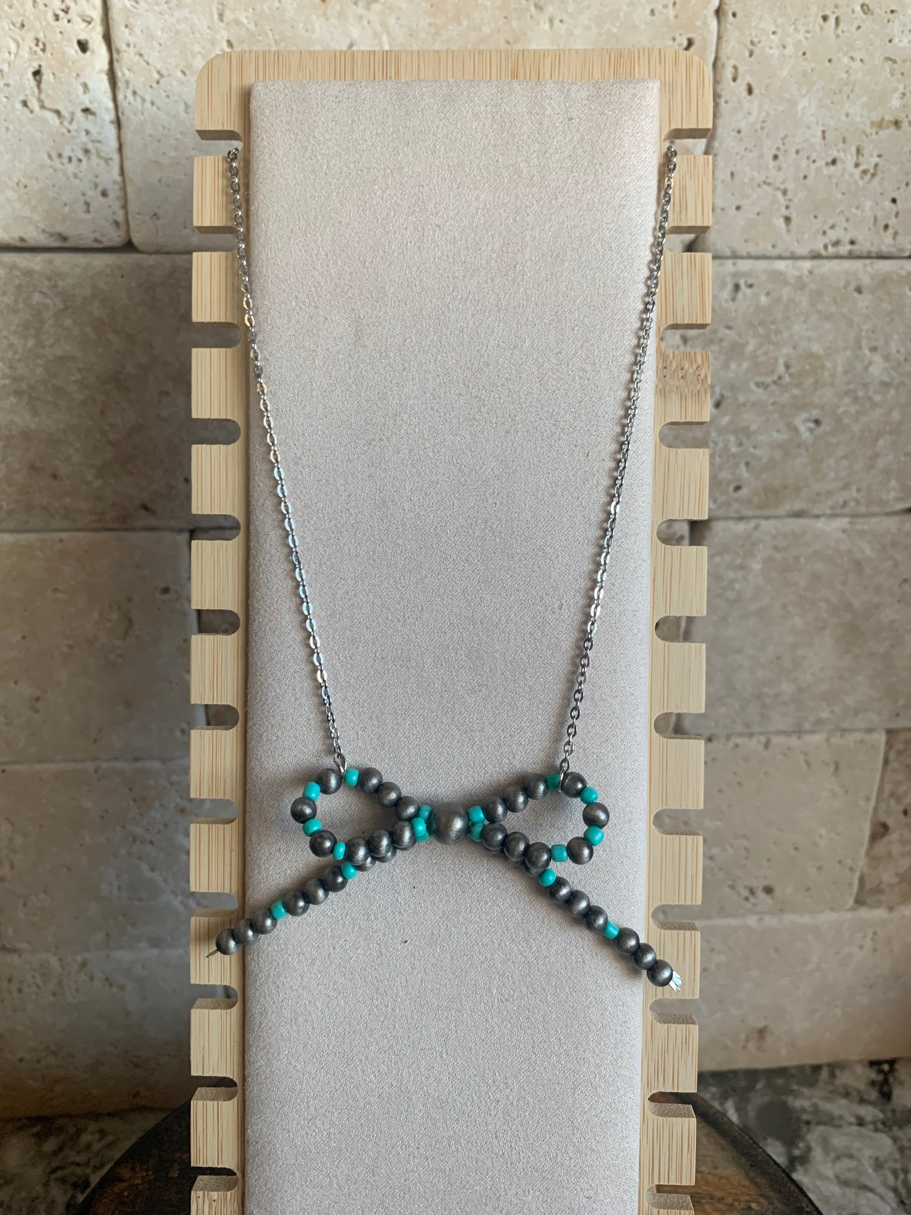 Desert Pearl Bow Chokers (Length Options Available)