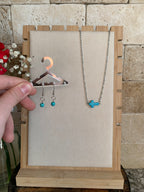 Turquoise Cross Necklace + Earrings
