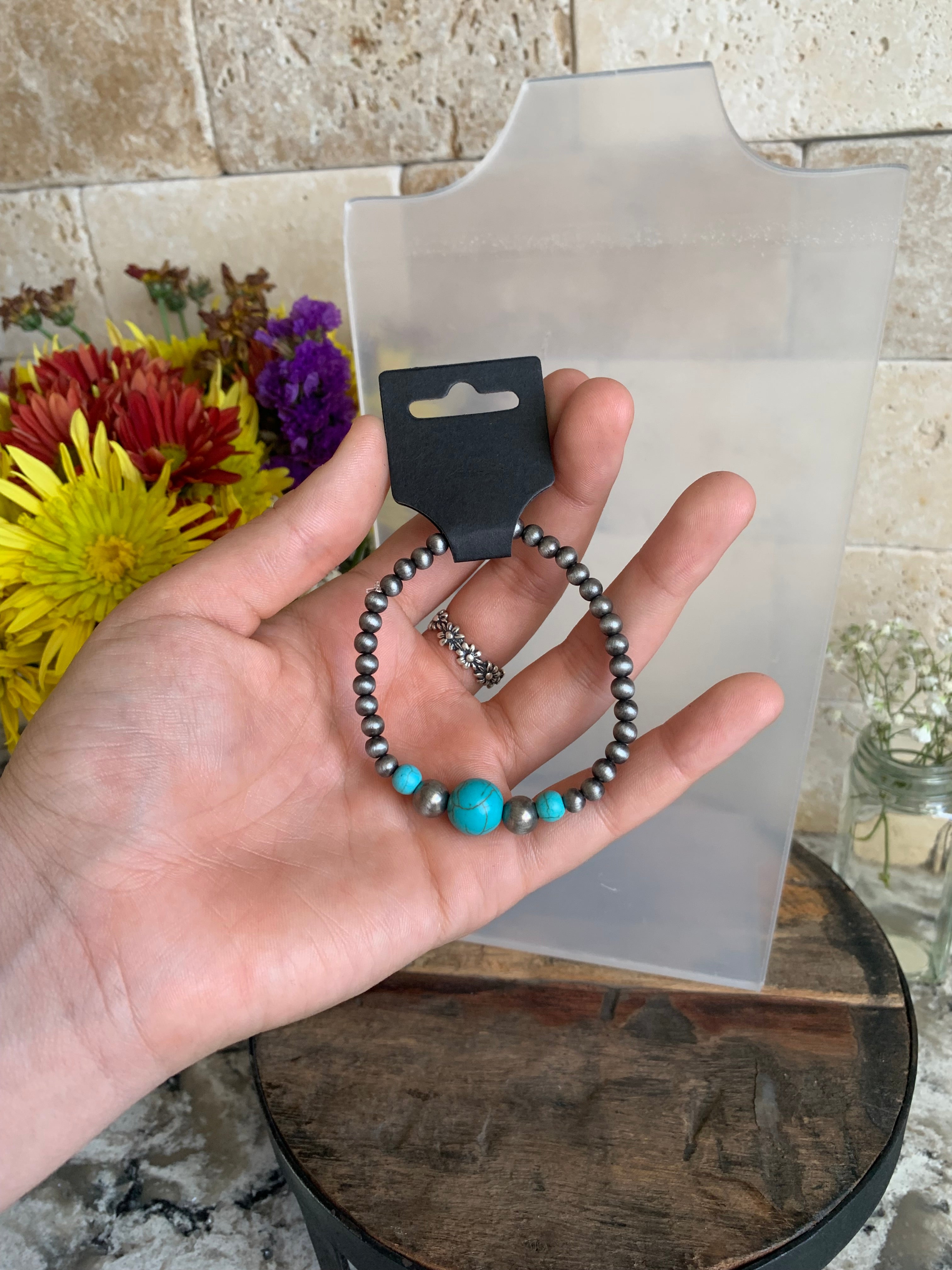 Turquoise Beaded Bracelets - Length 7 Inch Bracelets