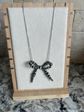 Satin & Steel Bow Necklace (17 inch necklace)