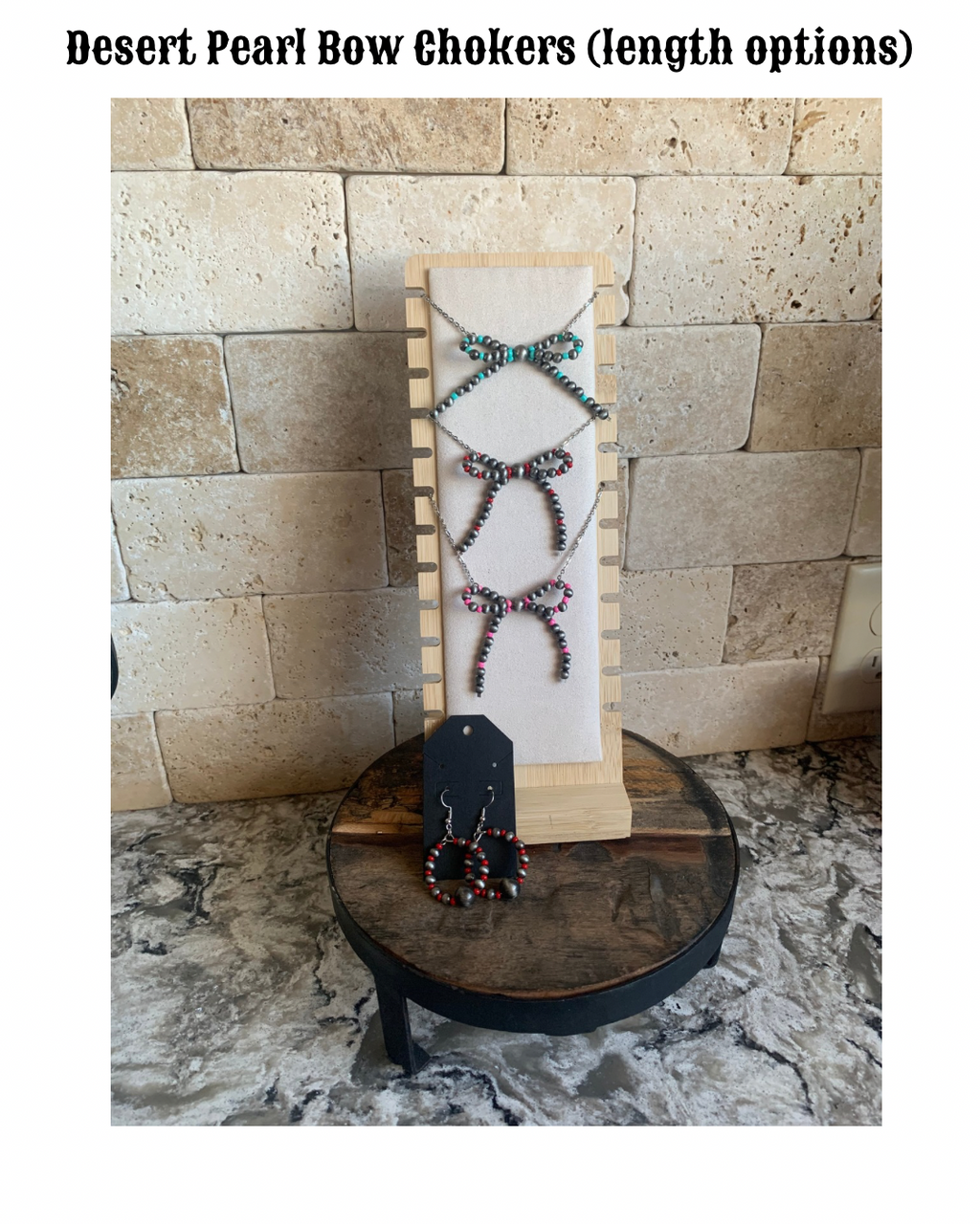 Desert Pearl Bow Chokers (Length Options Available)