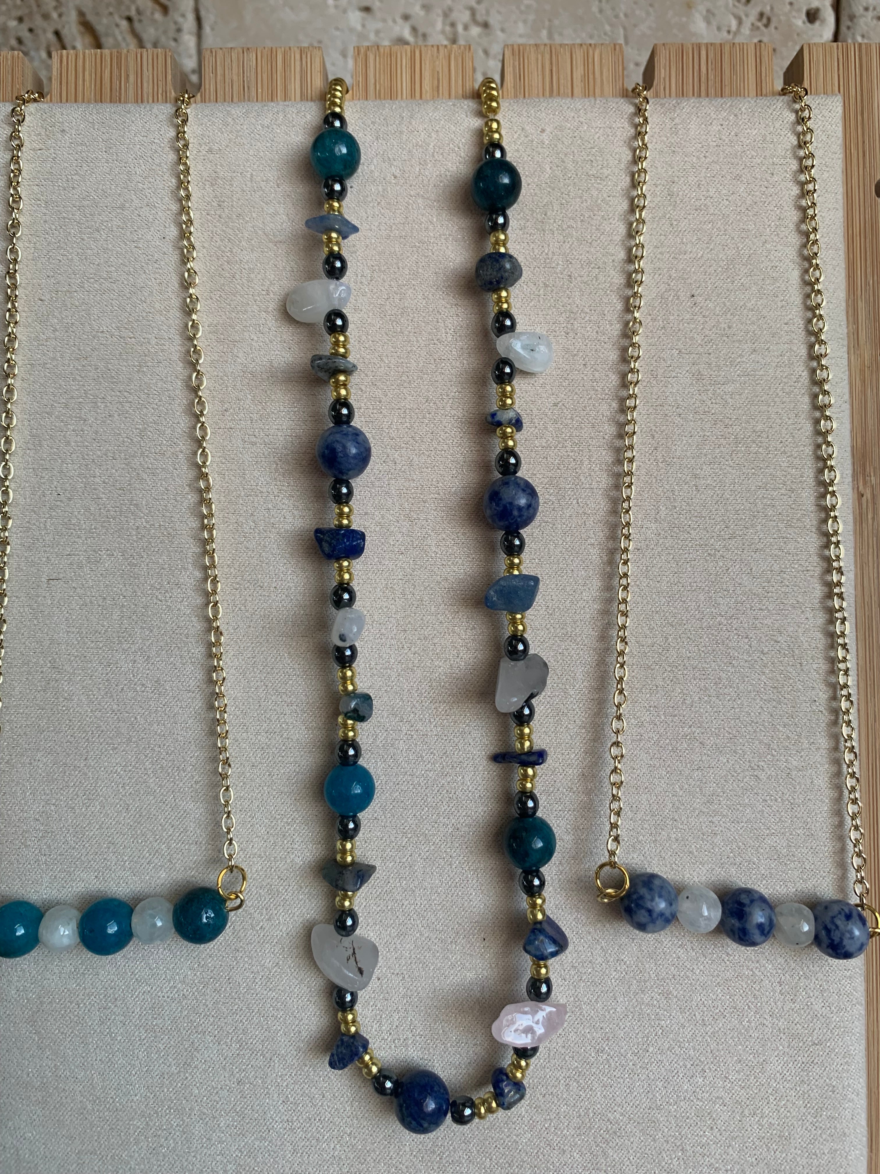 Ocean and Azure Beaded Trio Necklaces