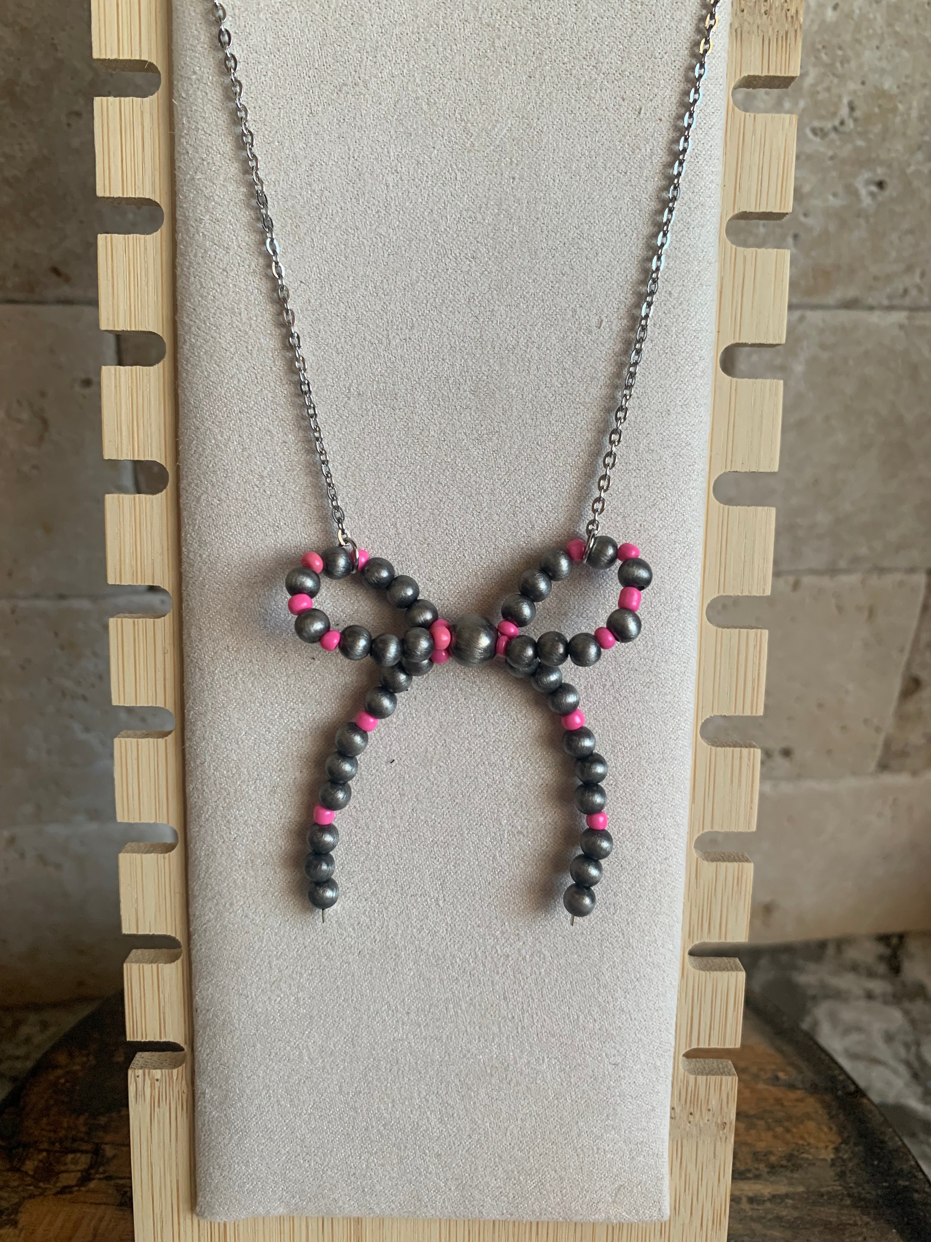 Desert Pearl Bow Chokers (Length Options Available)