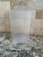 Turquoise/Gold Bar Necklace with Earrings - 16 Inch Necklace