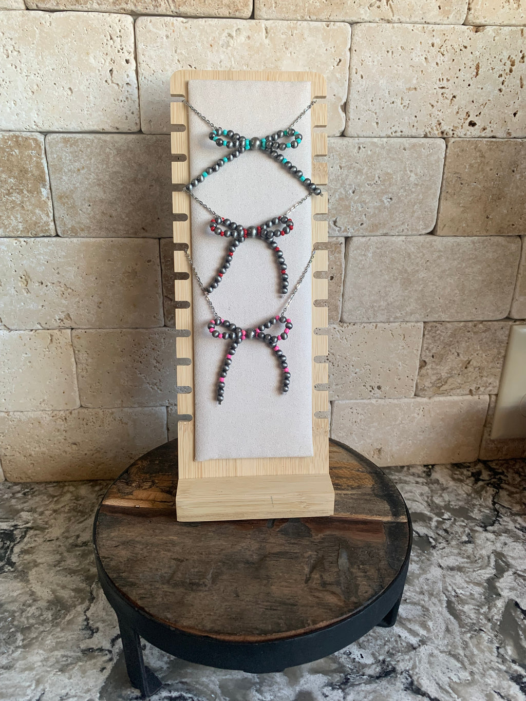 Desert Pearl Bow Chokers (Length Options Available)