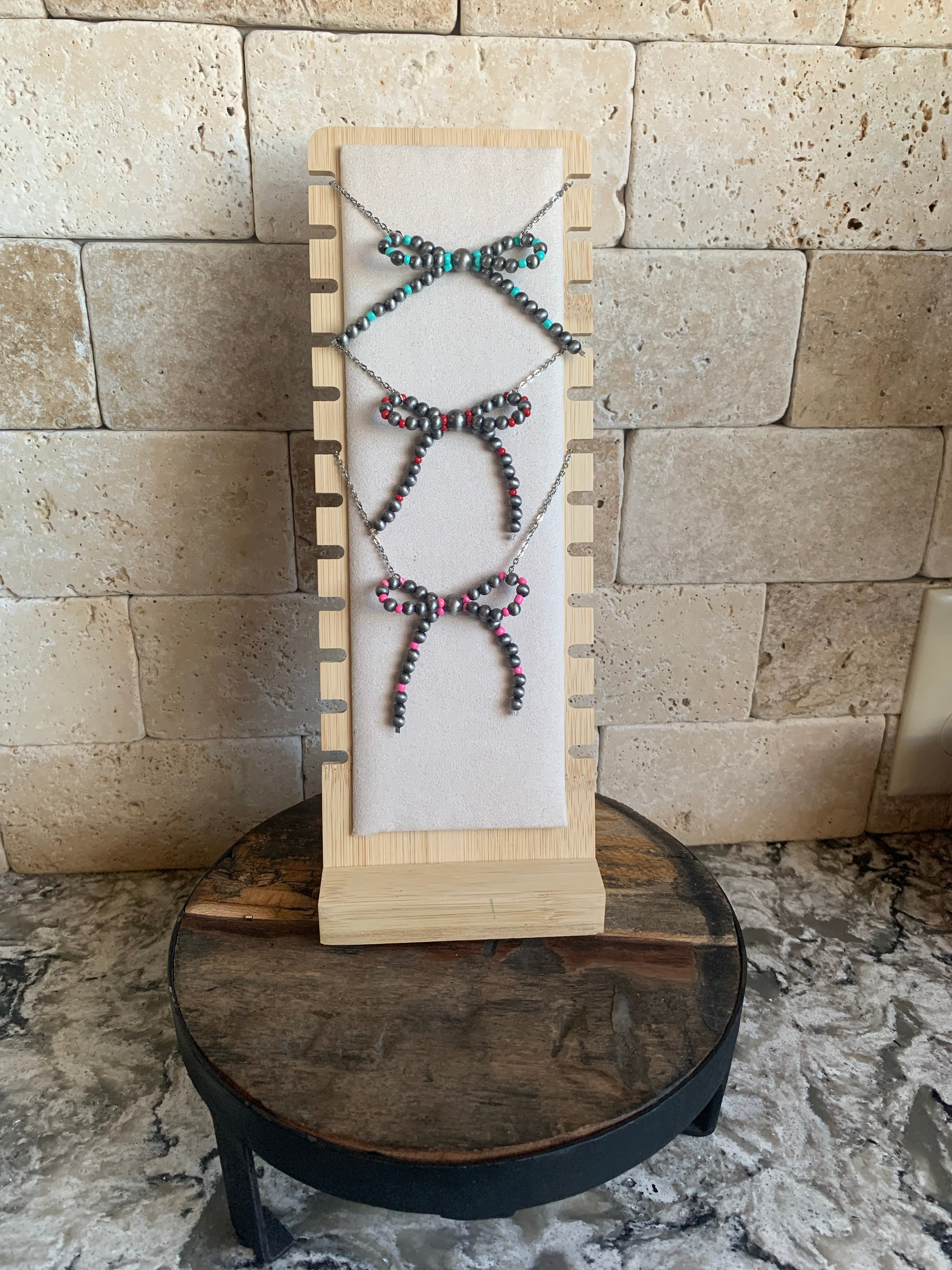 Desert Pearl Bow Chokers (Length Options Available)