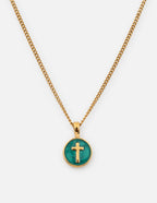 Emerald Agape Cross Pendant Necklace