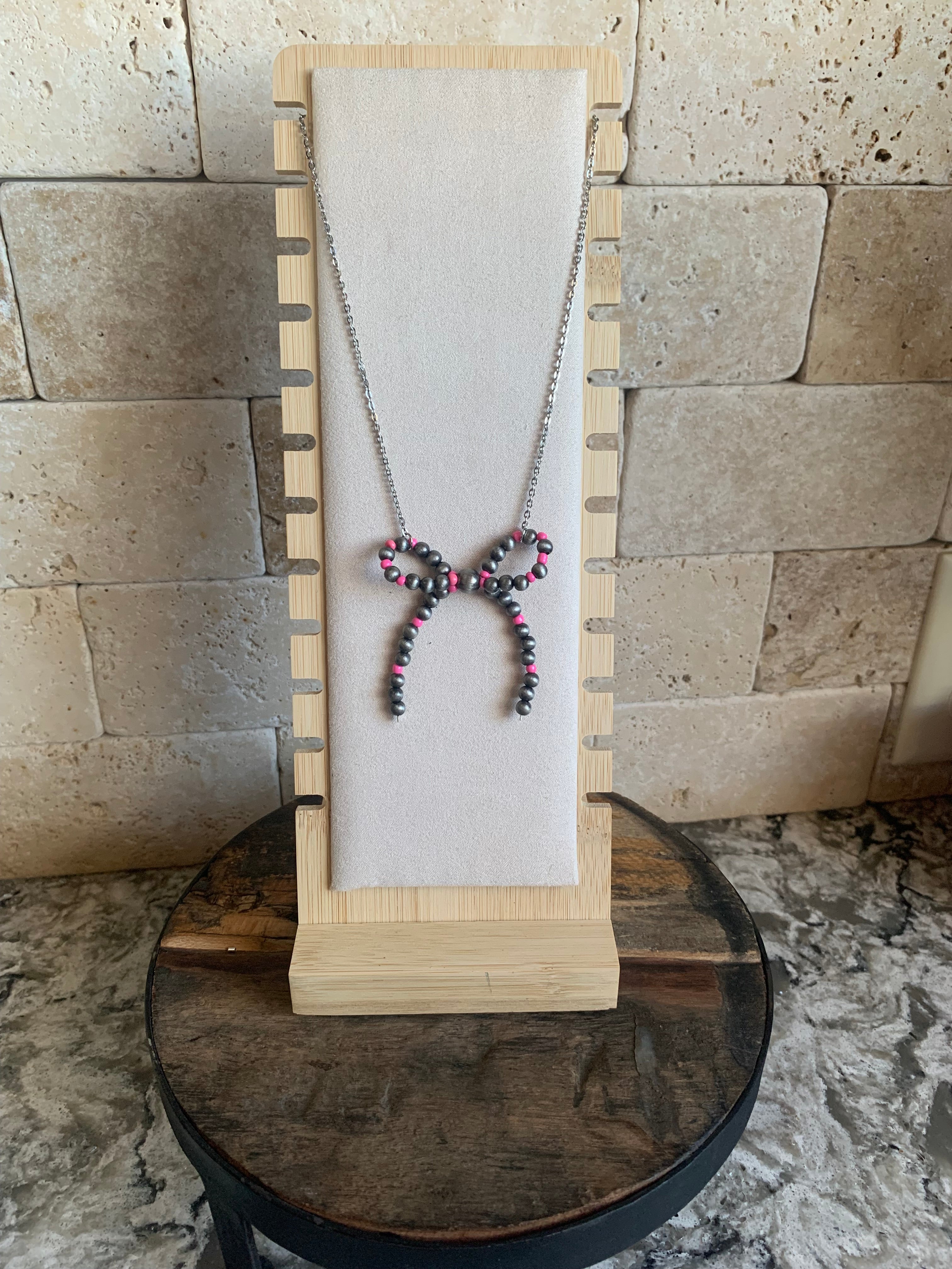 Desert Pearl Bow Chokers (Length Options Available)