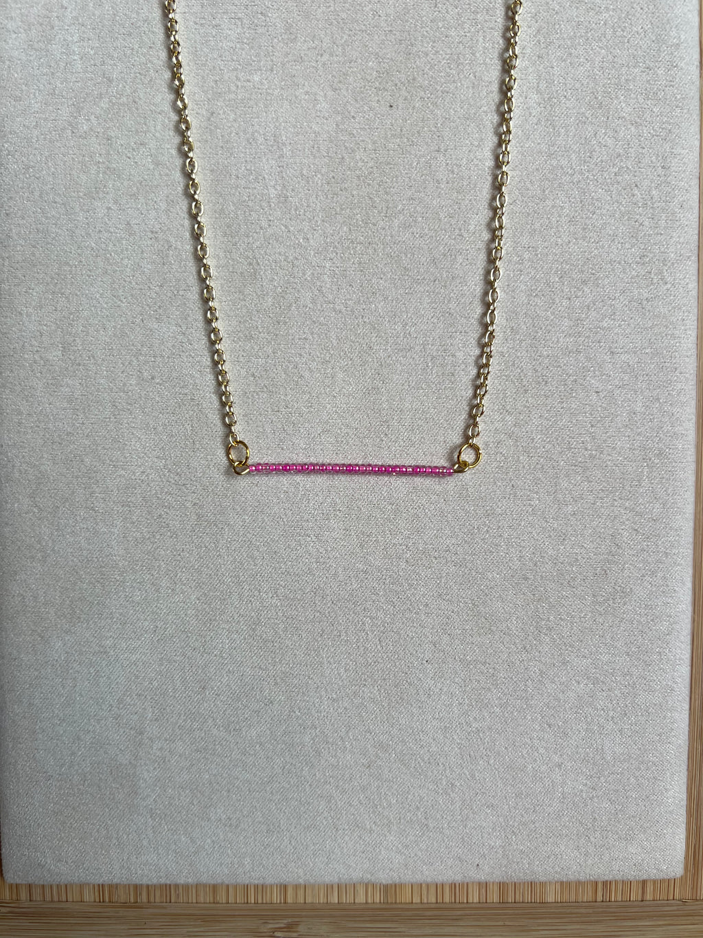 Pink / Gold Valentines Necklace (17 inch)
