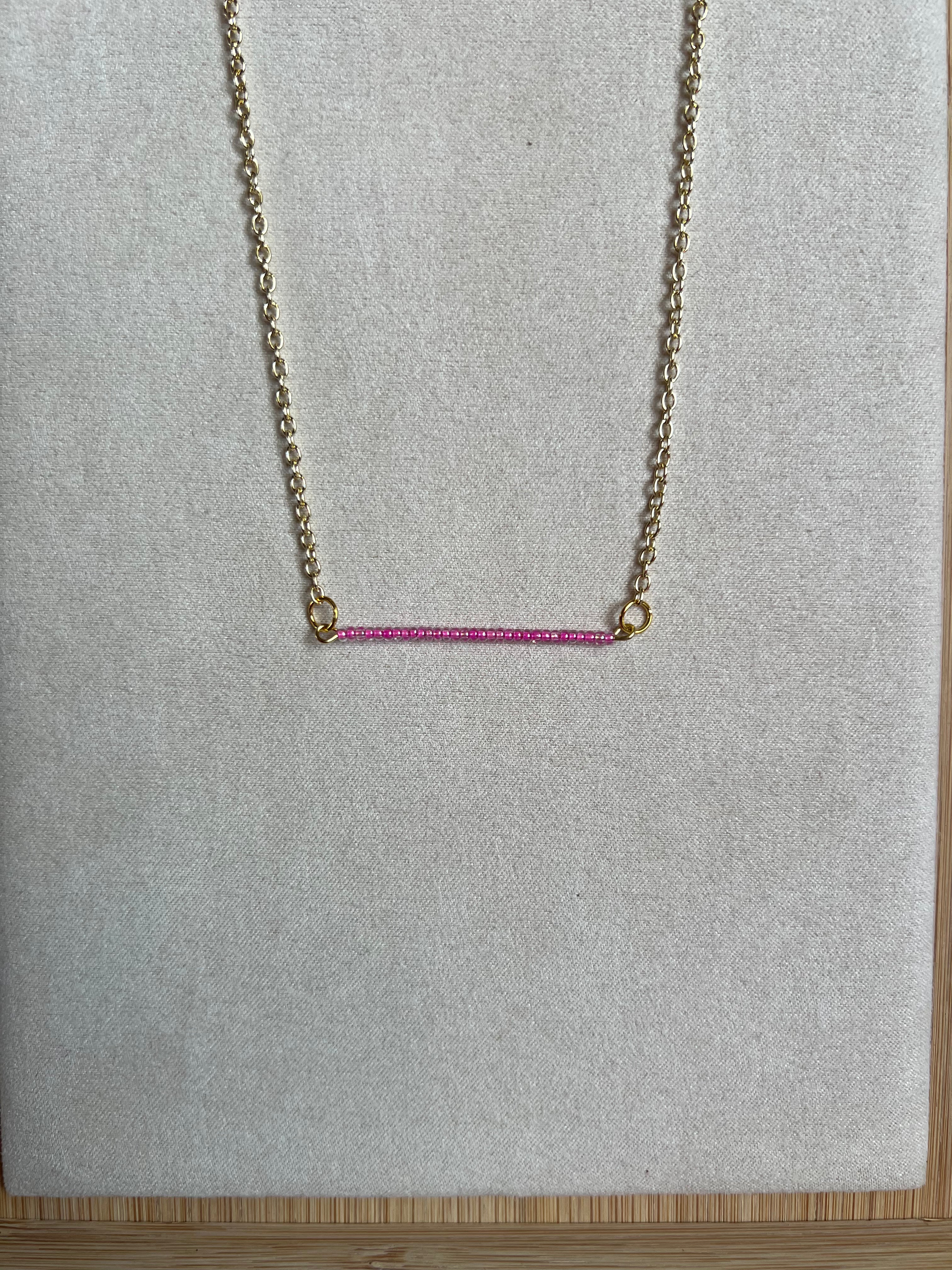 Pink / Gold Valentines Necklace (17 inch)