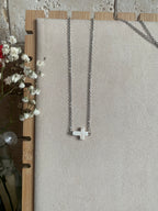 White Turquoise Cross Necklace + Earrings