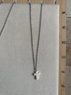 White Turquoise Cross Necklace + Earrings