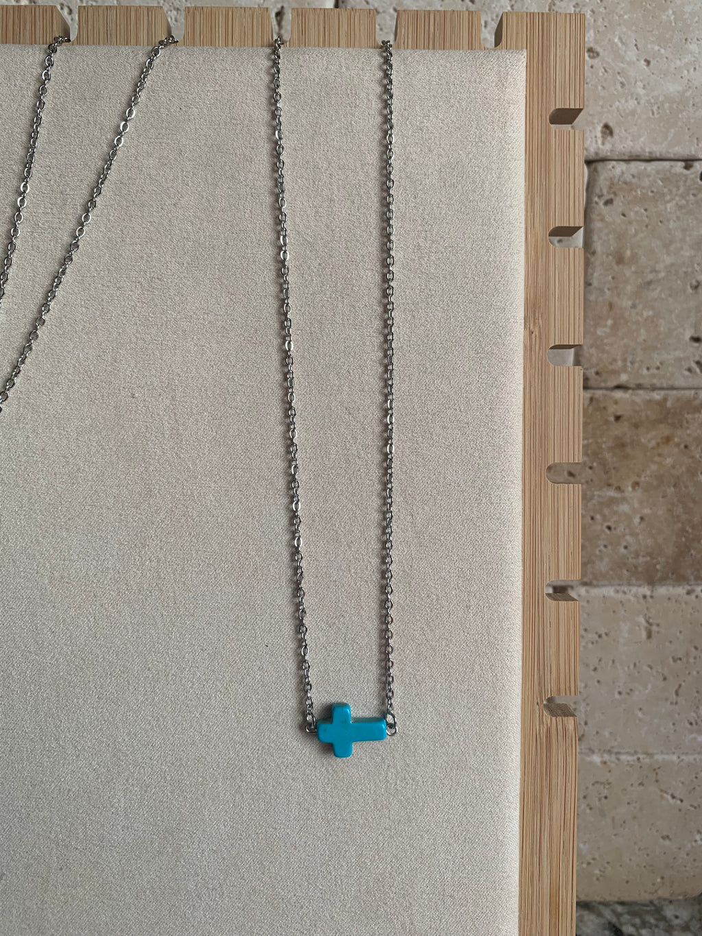 Turquoise Cross Necklace + Earrings