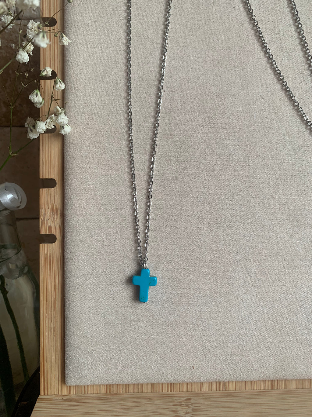 Turquoise Cross Necklace + Earrings