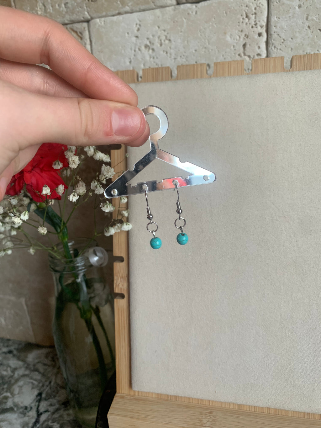 Turquoise Cross Necklace + Earrings