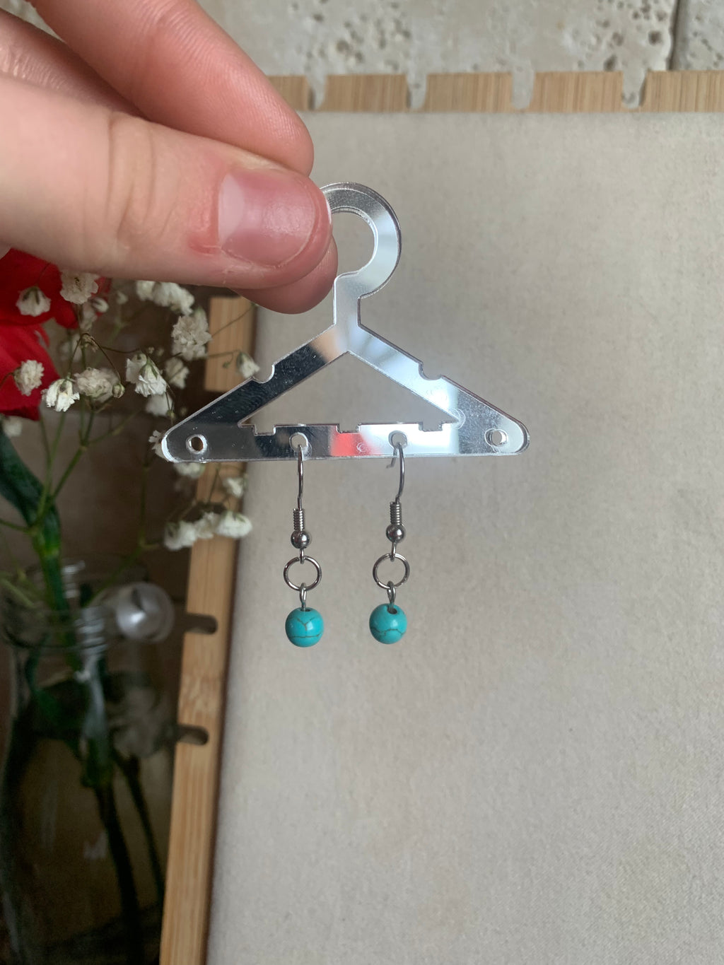 Turquoise Cross Necklace + Earrings