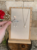 White Turquoise Cross Necklace + Earrings