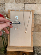 White Turquoise Cross Necklace + Earrings