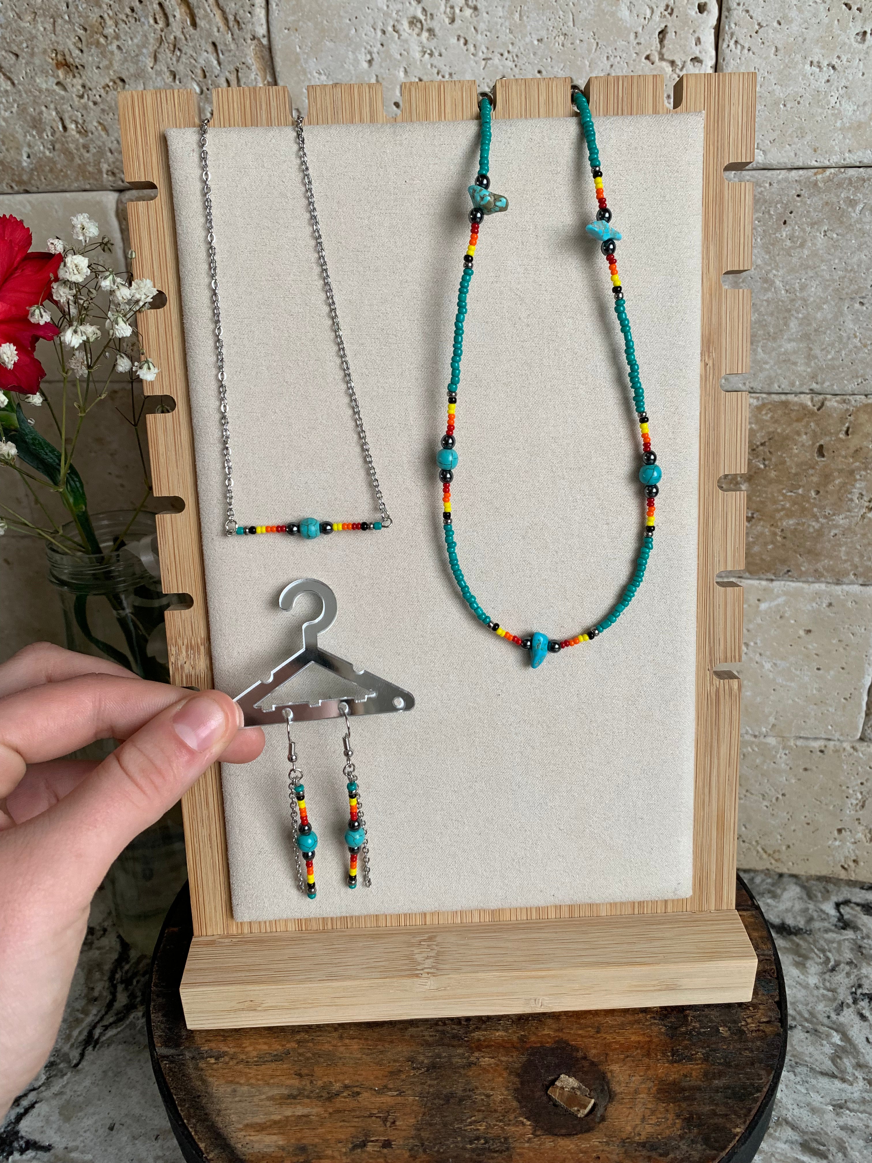 Daily Wear Turquoise Beaded Set