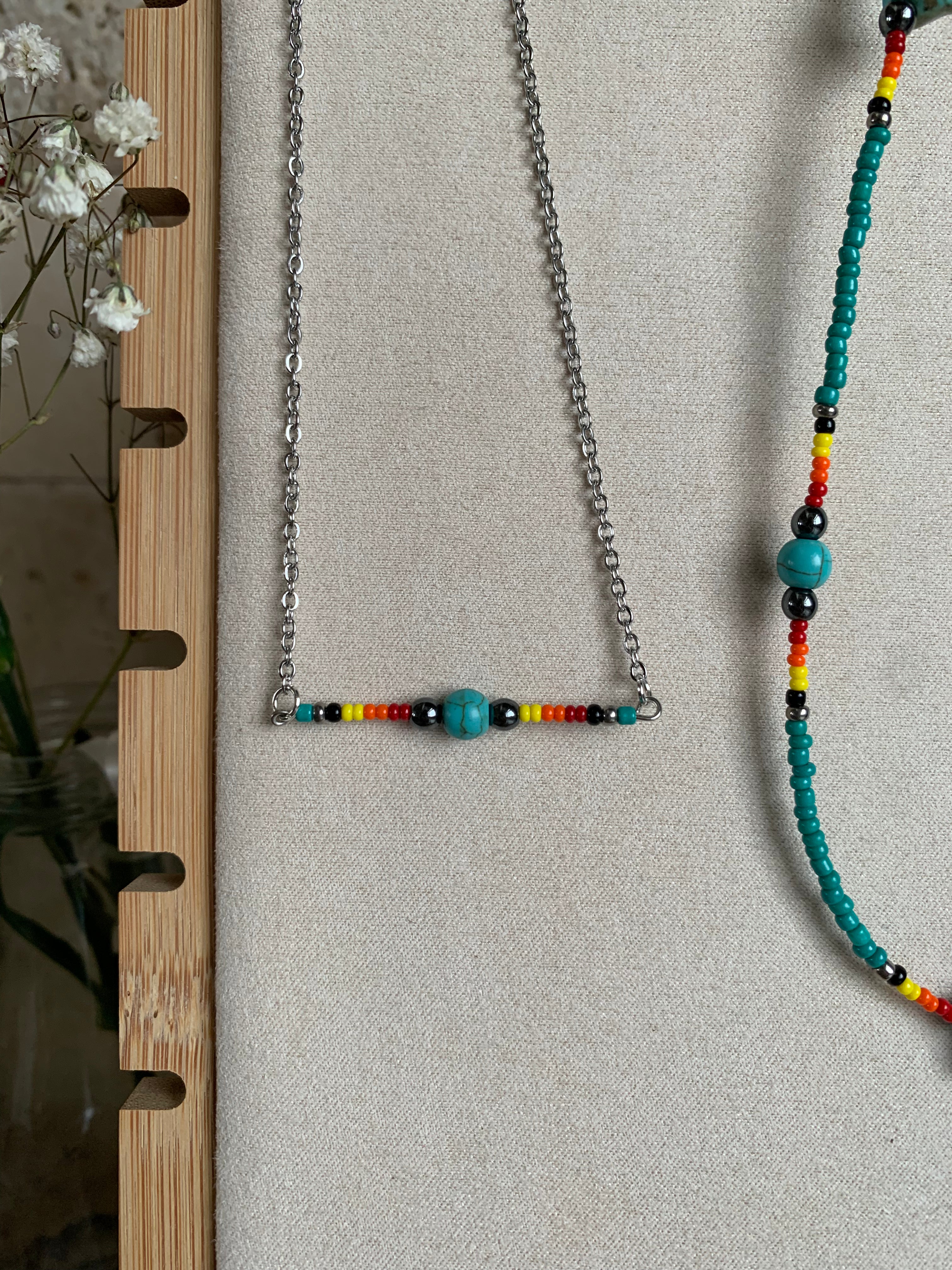 Daily Wear Turquoise Beaded Set