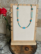 Turquoise Cross Beaded Necklace