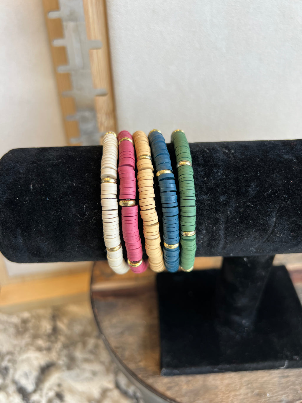 Clay and Gold Beaded Bracelets