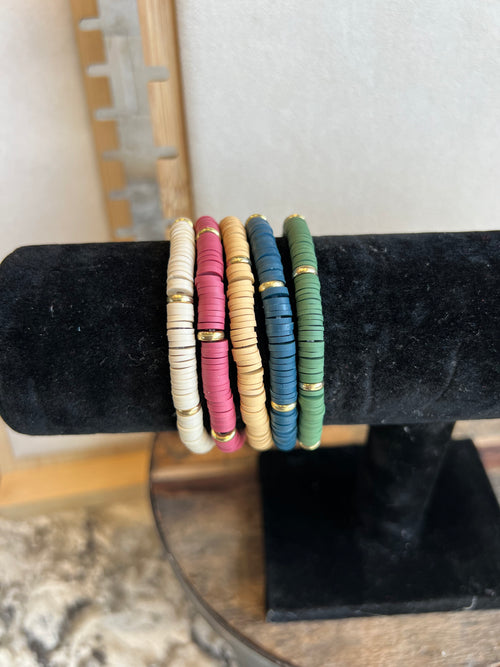 Clay and Gold Beaded Bracelets