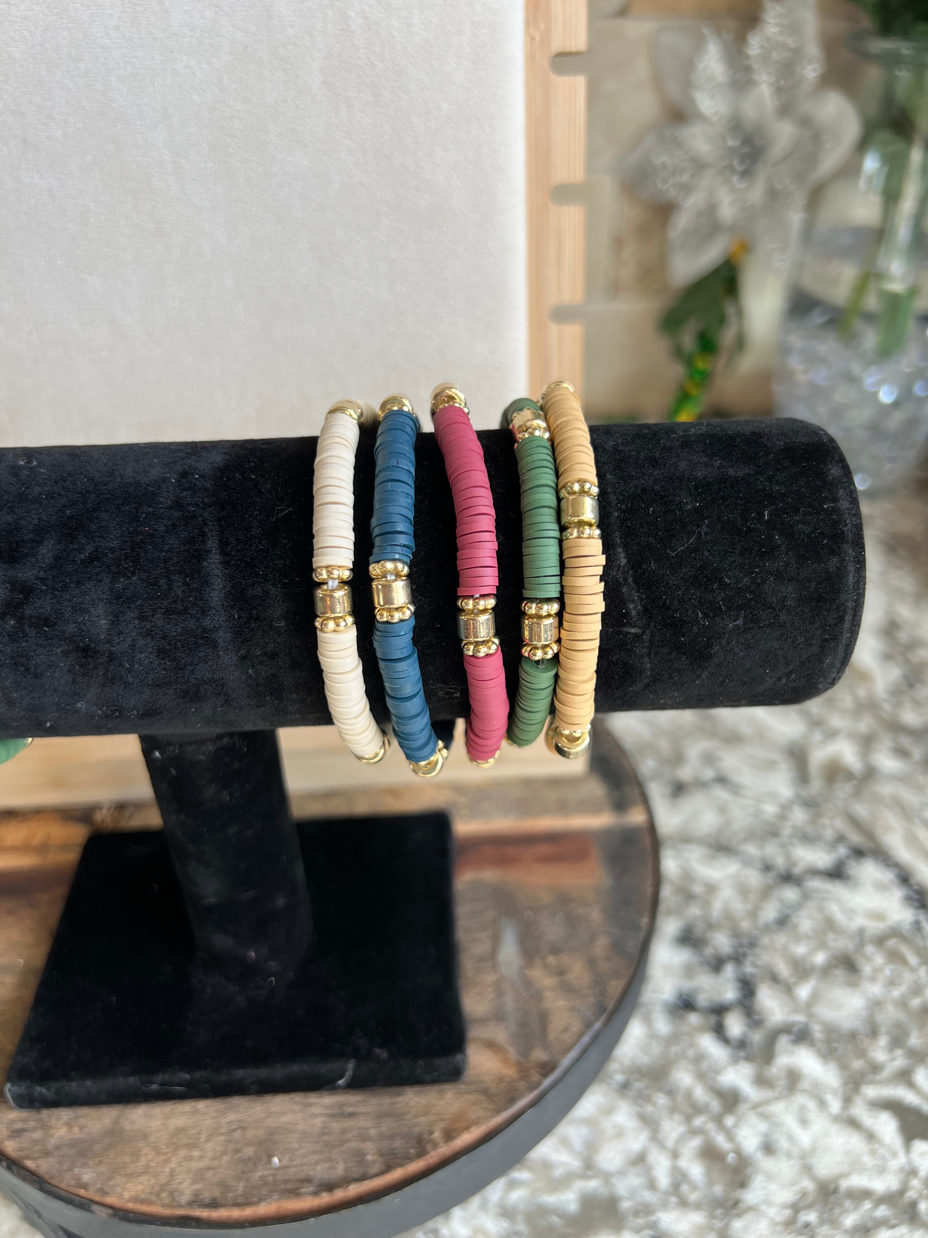 Clay and Gold Beaded Bracelets