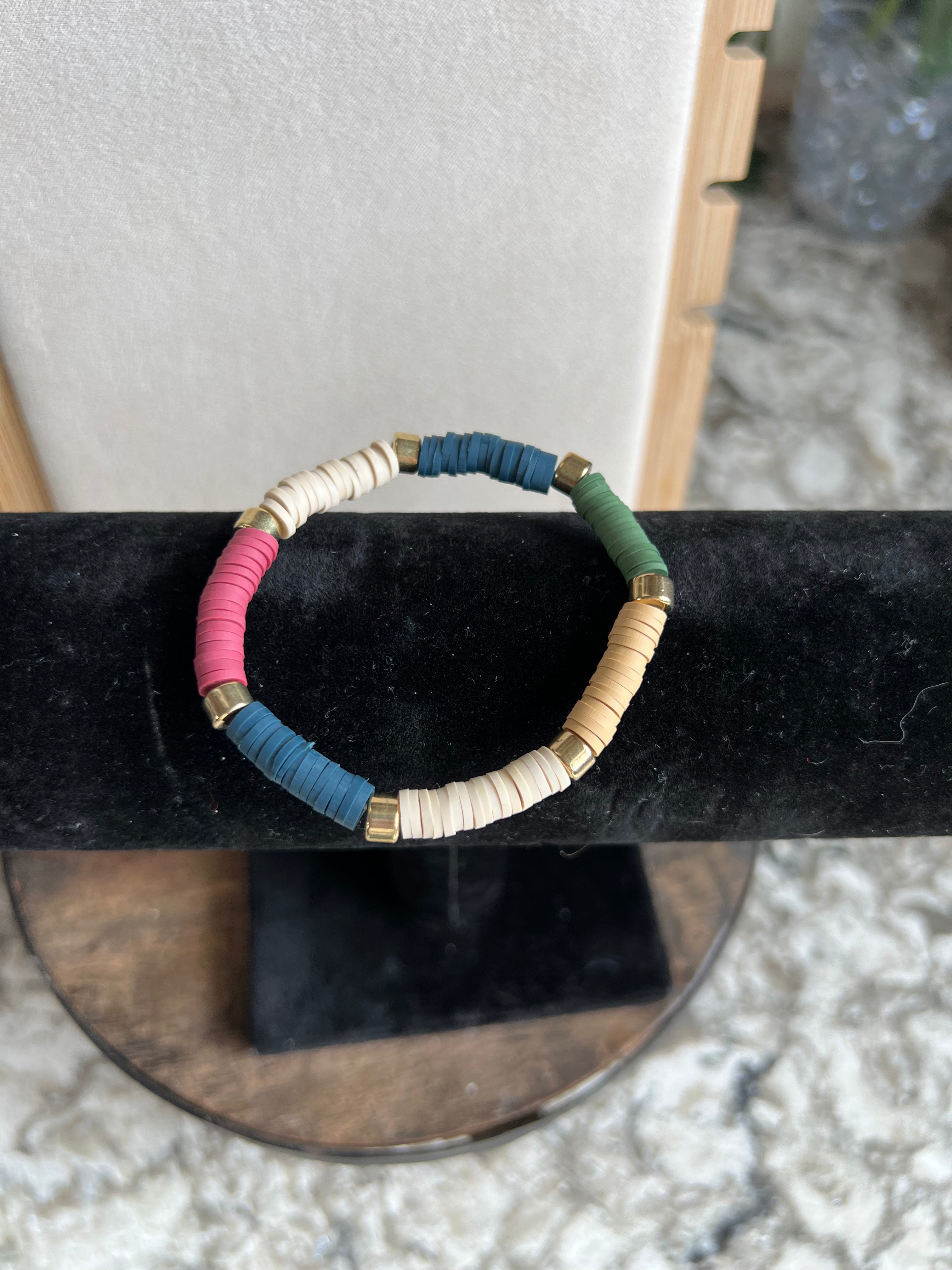 Clay and Gold Beaded Bracelets