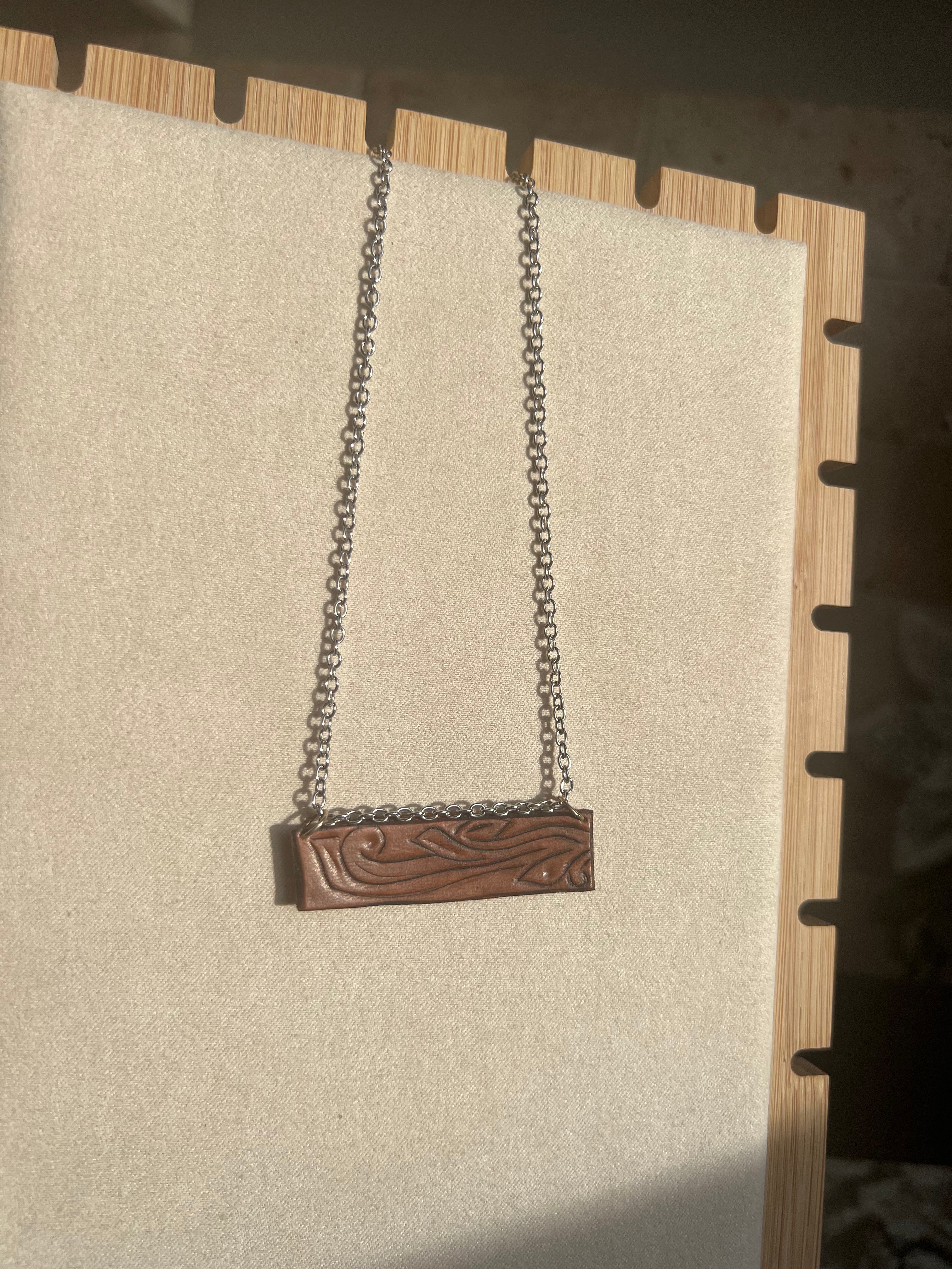 Hand Tooled Leather Necklace