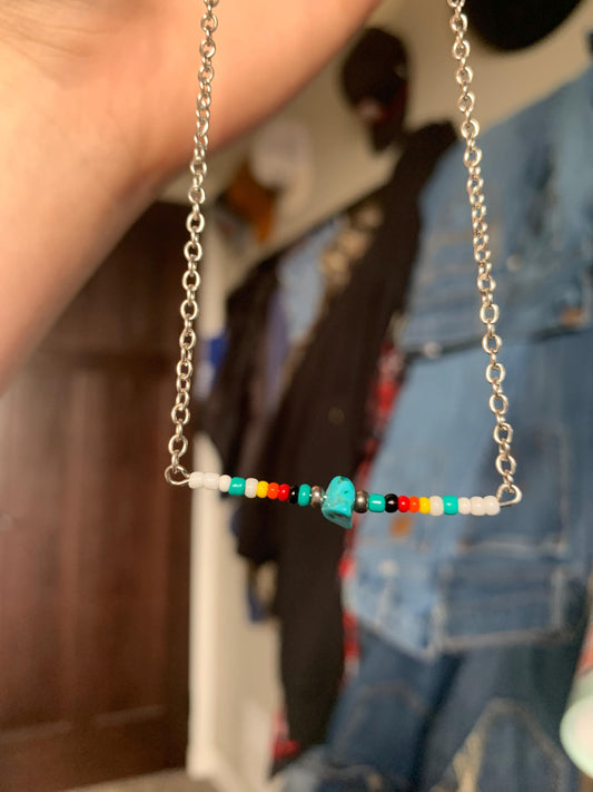 Turquoise Aztec Color Bar Necklace