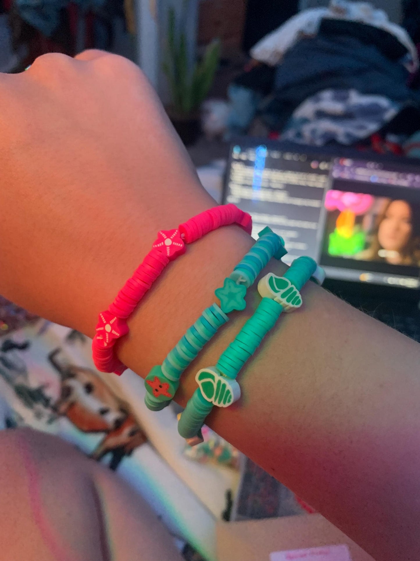 Summertime beaded charm bracelets