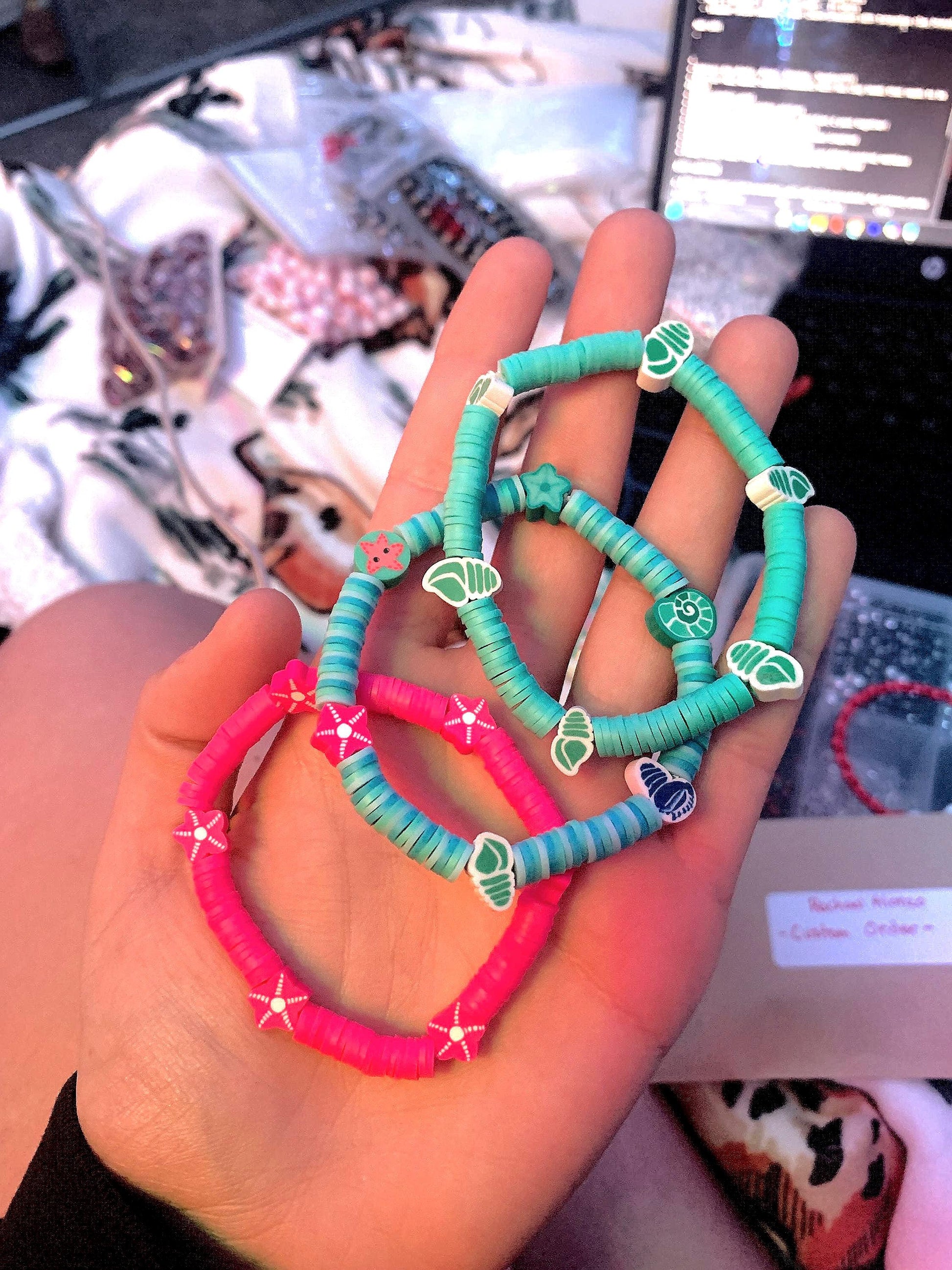 Summertime beaded charm bracelets