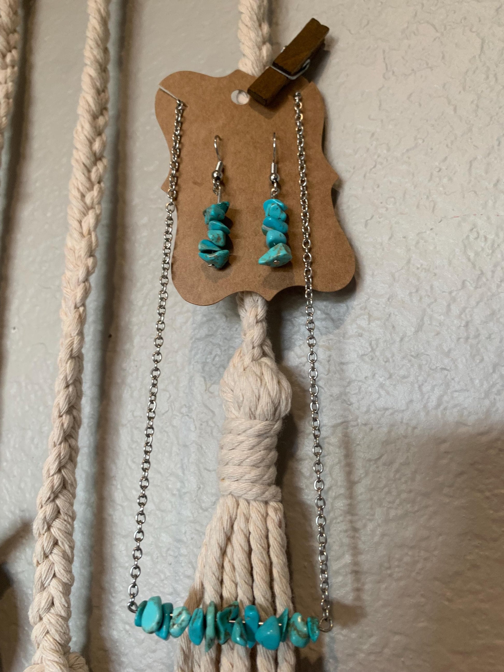 Turquoise beaded bar choker/necklace and earring jewelry set