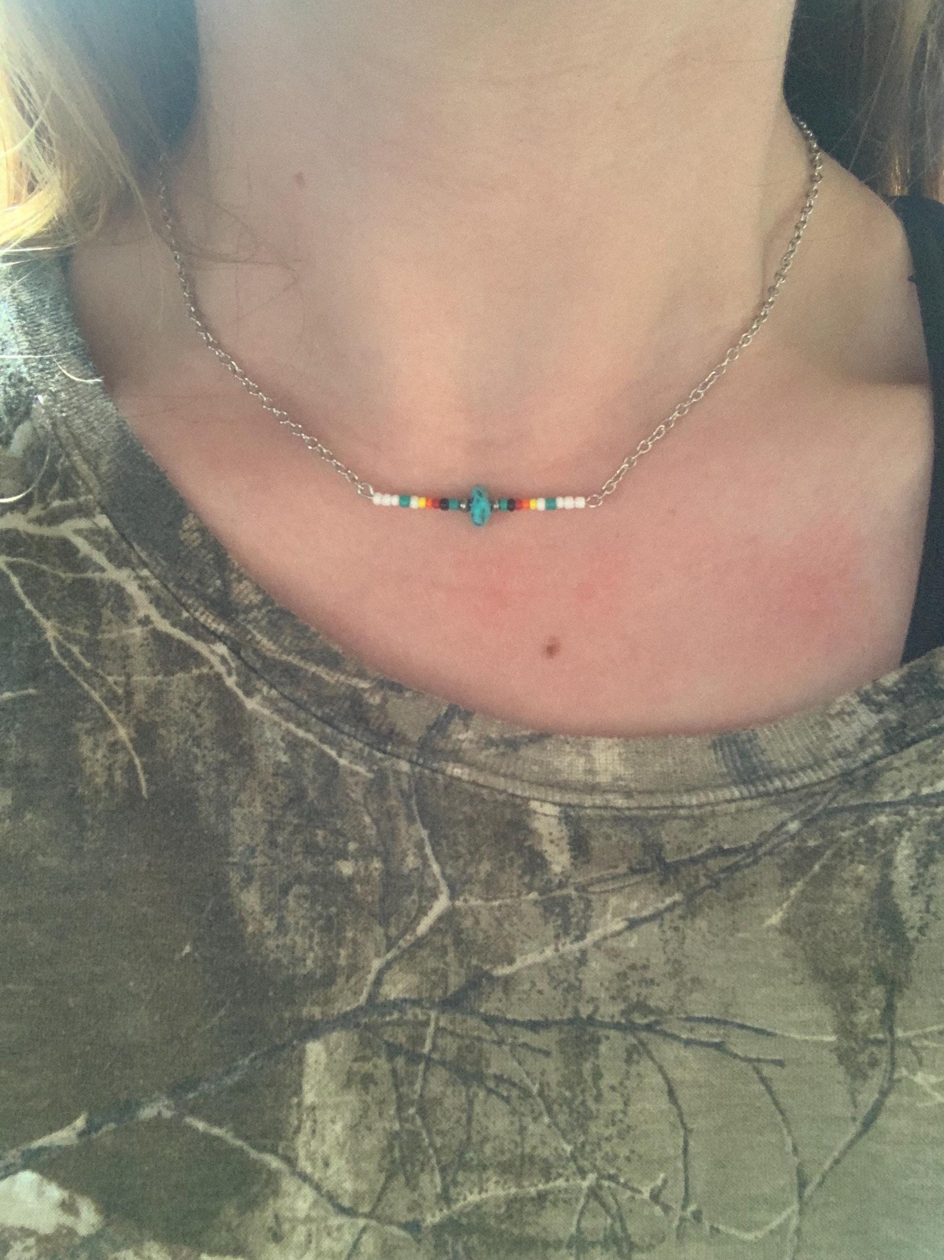 Turquoise Aztec Color Bar Necklace