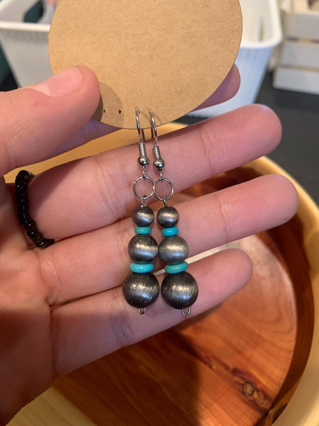 Navajo/Turquoise Beaded Simple Earrings 2 versions