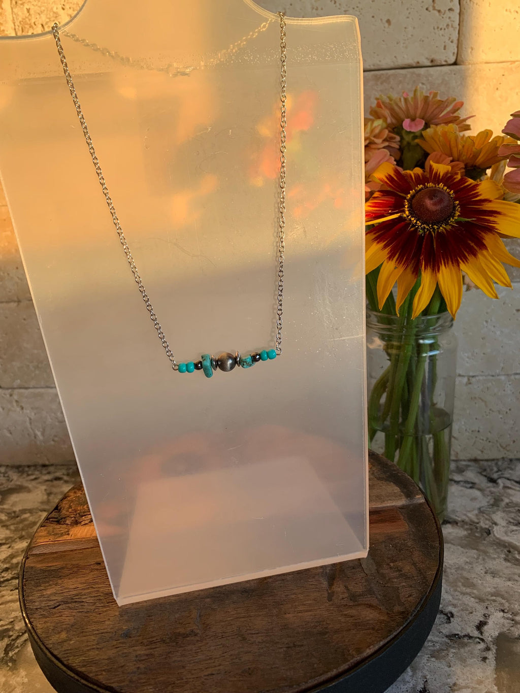 Turquoise Navajo Color Bar Necklace