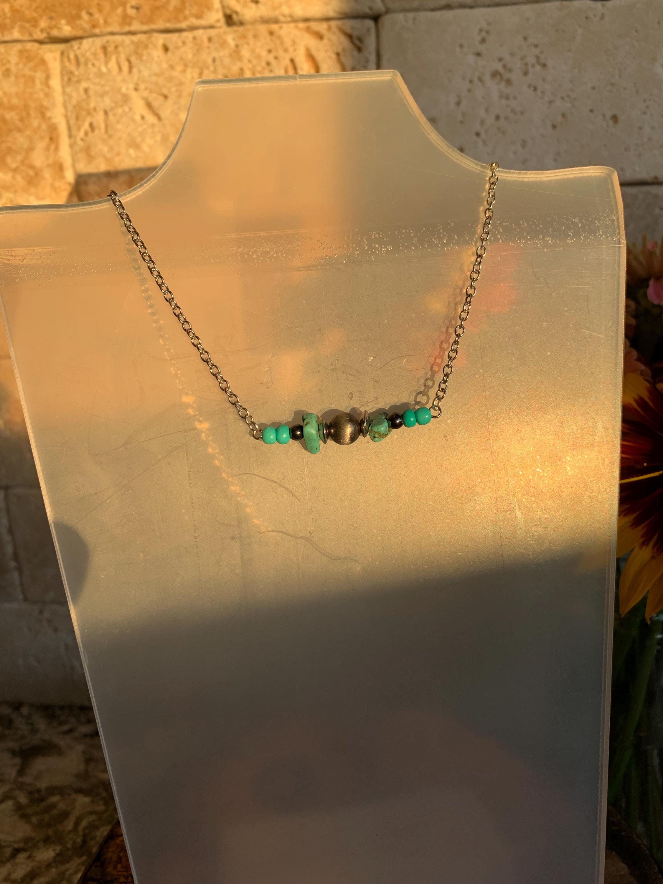 Turquoise Navajo Color Bar Necklace