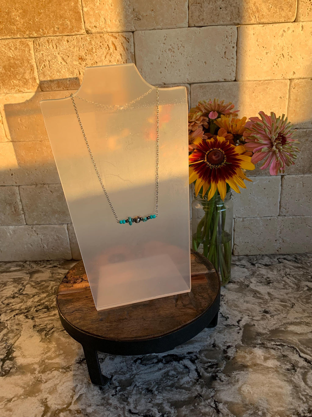Turquoise Navajo Color Bar Necklace