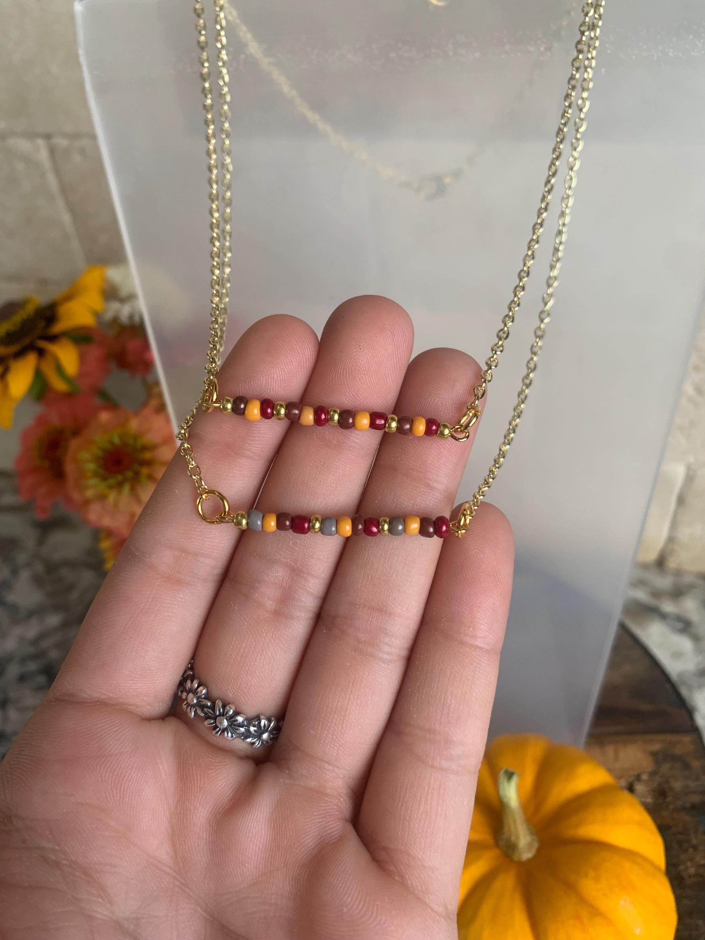 Fall / Autumn Bar Necklaces (gold and silver options)