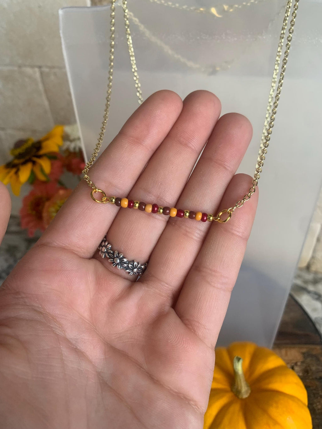 Fall / Autumn Bar Necklaces (gold and silver options)