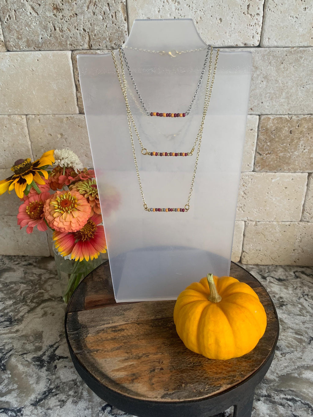 Fall / Autumn Bar Necklaces (gold and silver options)