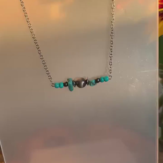 Turquoise Navajo Color Bar Necklace