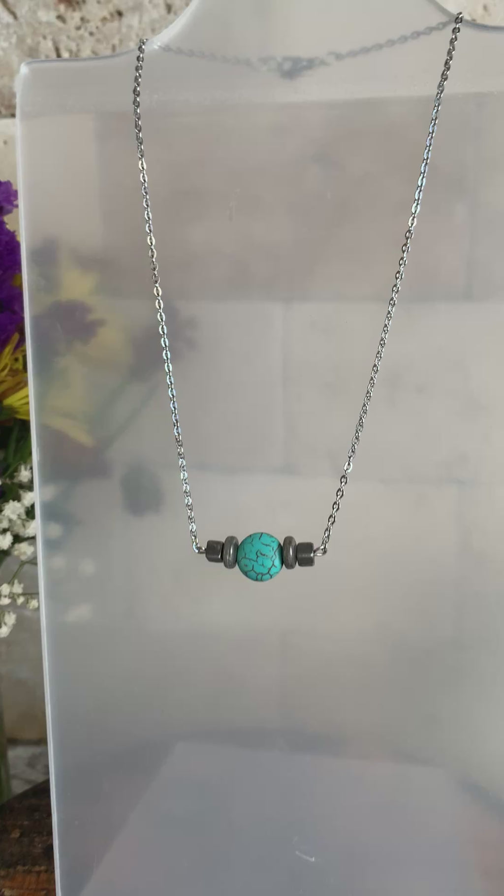 Teal Pendant Necklaces (2 versions) (Length - 15 inches)