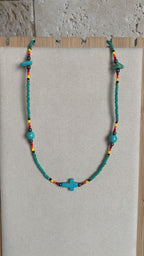Turquoise Cross Beaded Necklace