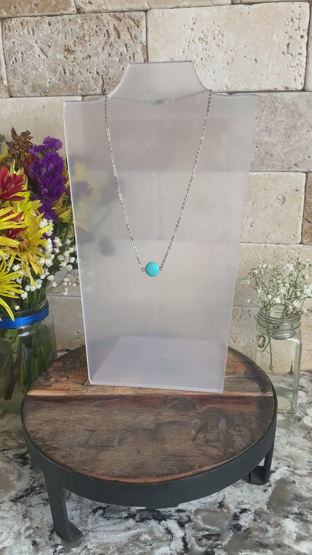 Dainty Turquoise Necklace - 15 Inch Necklace