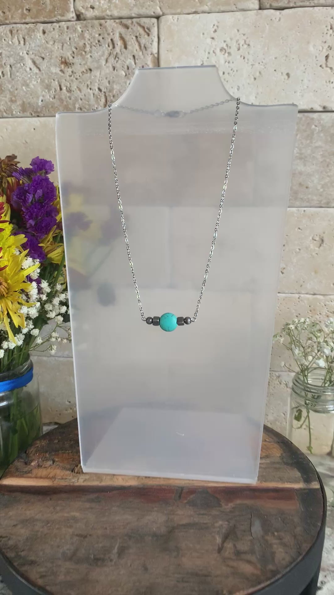 Teal Pendant Necklaces (2 versions) (Length - 15 inches)