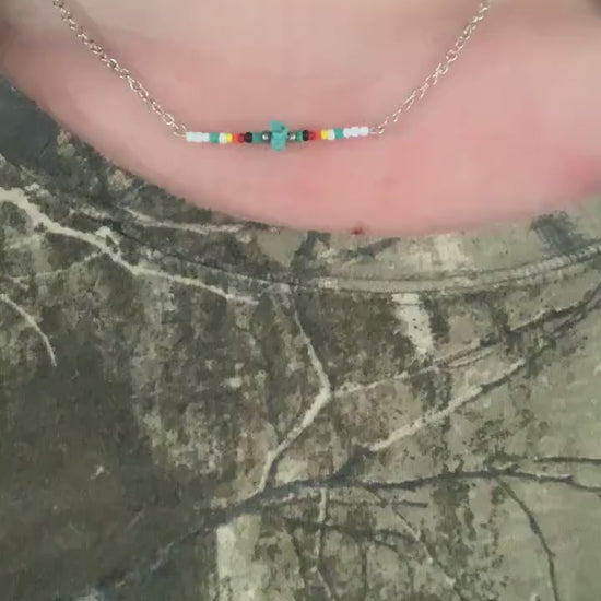 Turquoise Aztec Color Bar Necklace